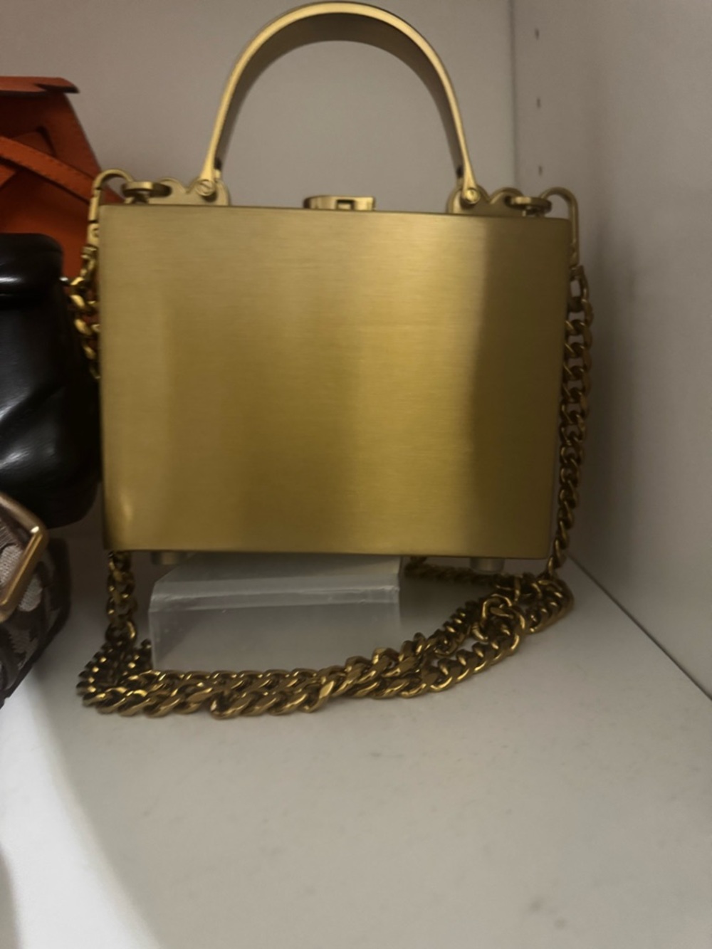Brandon Blackwood Metallic Gold Mini Box Crossbody - Picture 2 of 3